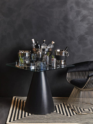 Dayla Set Of Four Grey Ribbed Glass Tumblers