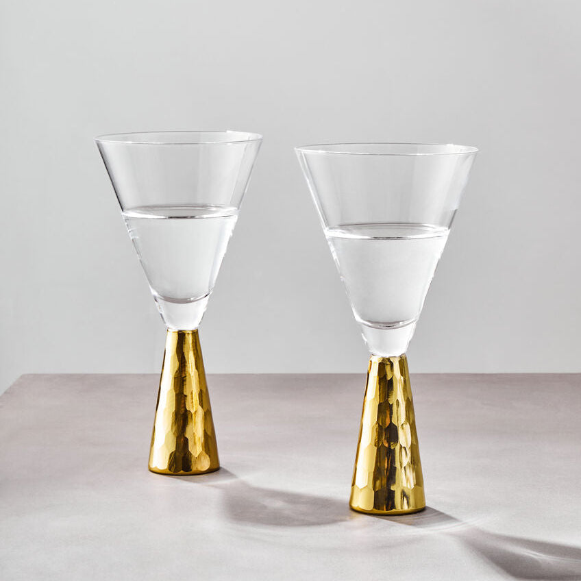 Set Of Two Astrid Wine Glasses With Gold Finish Stem
