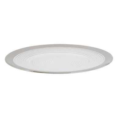Ida 27Cm Embossed Dinner Plate With Silver Rim