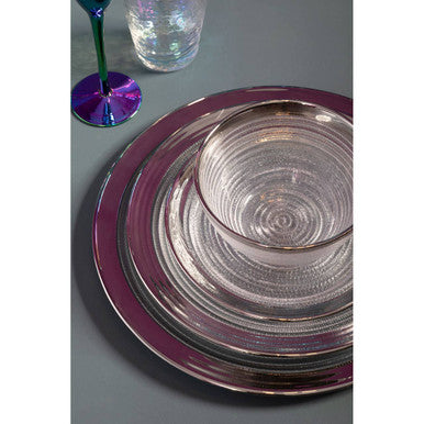 Ida 27Cm Embossed Dinner Plate With Silver Rim