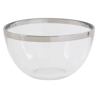 Ida 15Cm Plain Glass Bowl With Silver Rim