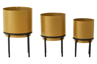 Avento Set Of Three Gold Finish Planters