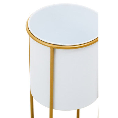 Trosa Small White And Gold Floor Standing Planter