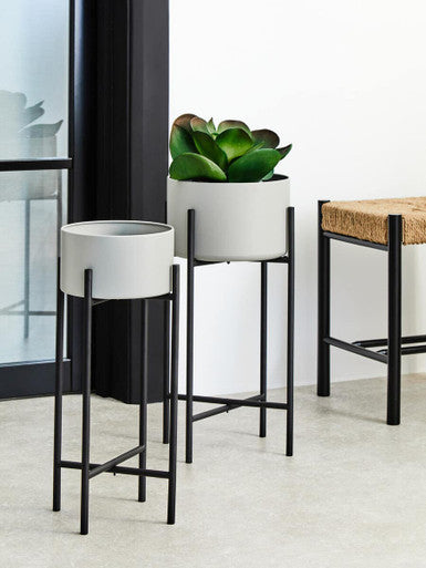 Trosa Small Grey And Black Floor Standing Planter