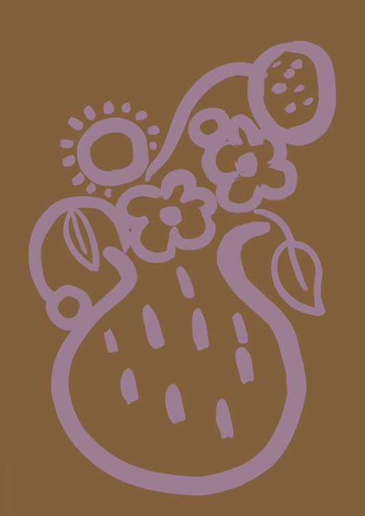 Vase print - Tan + Lilac