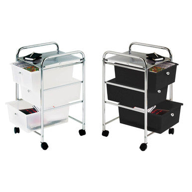 Tube Frame 3 White Plastic Drawers Trolley