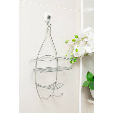 Dara 3 Tier Chrome Shower Caddy With Hooks