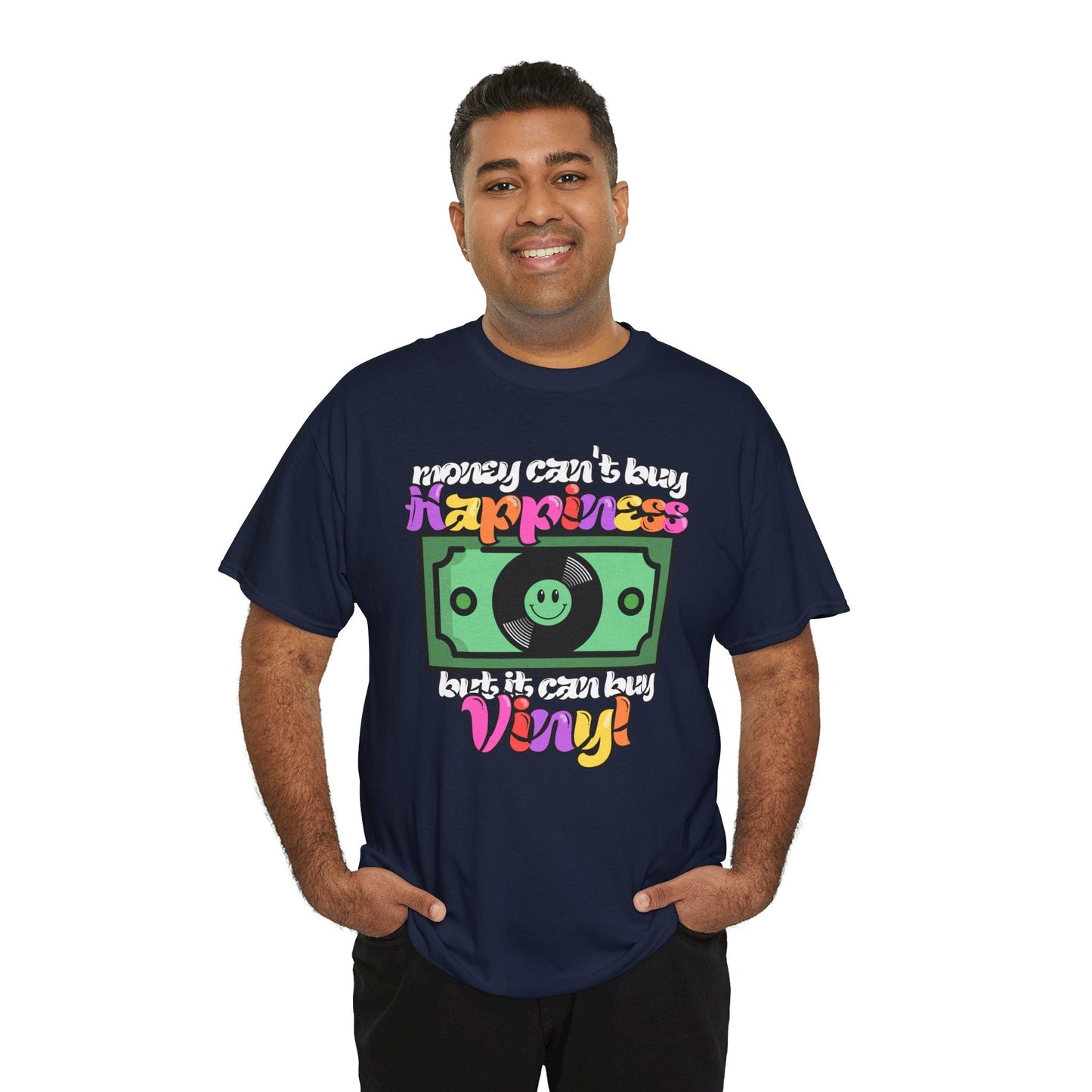 'Money can't buy happiness' Men's Vinyl T-Shirt