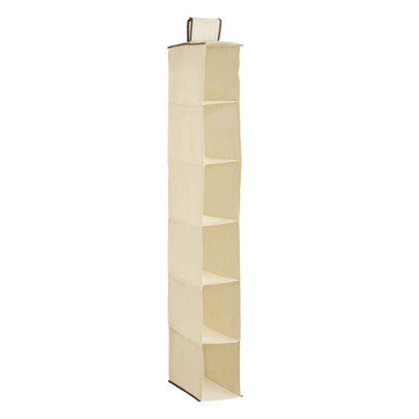 6 Section Cream Hanging Shoe Organiser