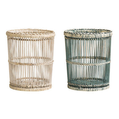 Rustic Rattan/Bamboo Grey Washed Waste Bin