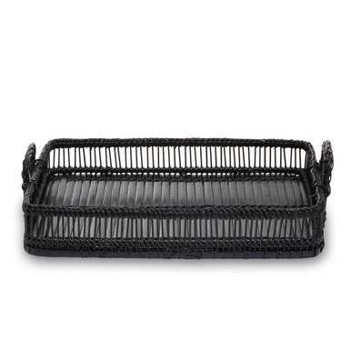 Rustic Rattan And Bamboo Black Rectangul