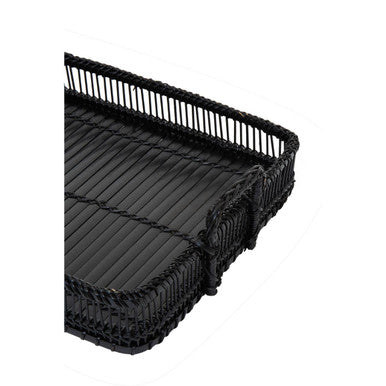 Rustic Rattan And Bamboo Black Rectangul