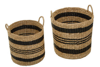 Arles Black Stripes Seagrass Baskets