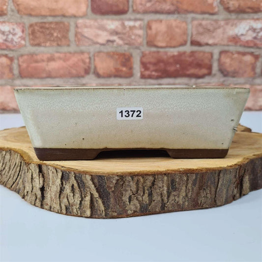 22cm Glazed Bonsai Pot | Rectangle | 22cm x 17cm x 7cm | White