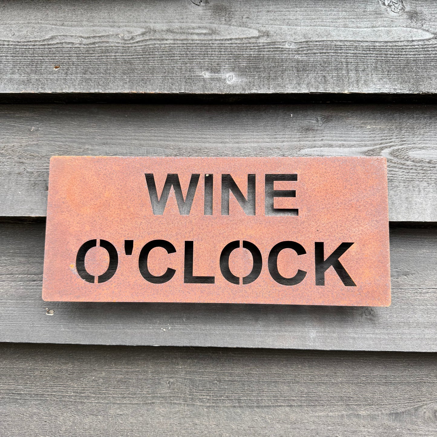 Rustic Metal WINE O’CLOCK Sign (last 2)