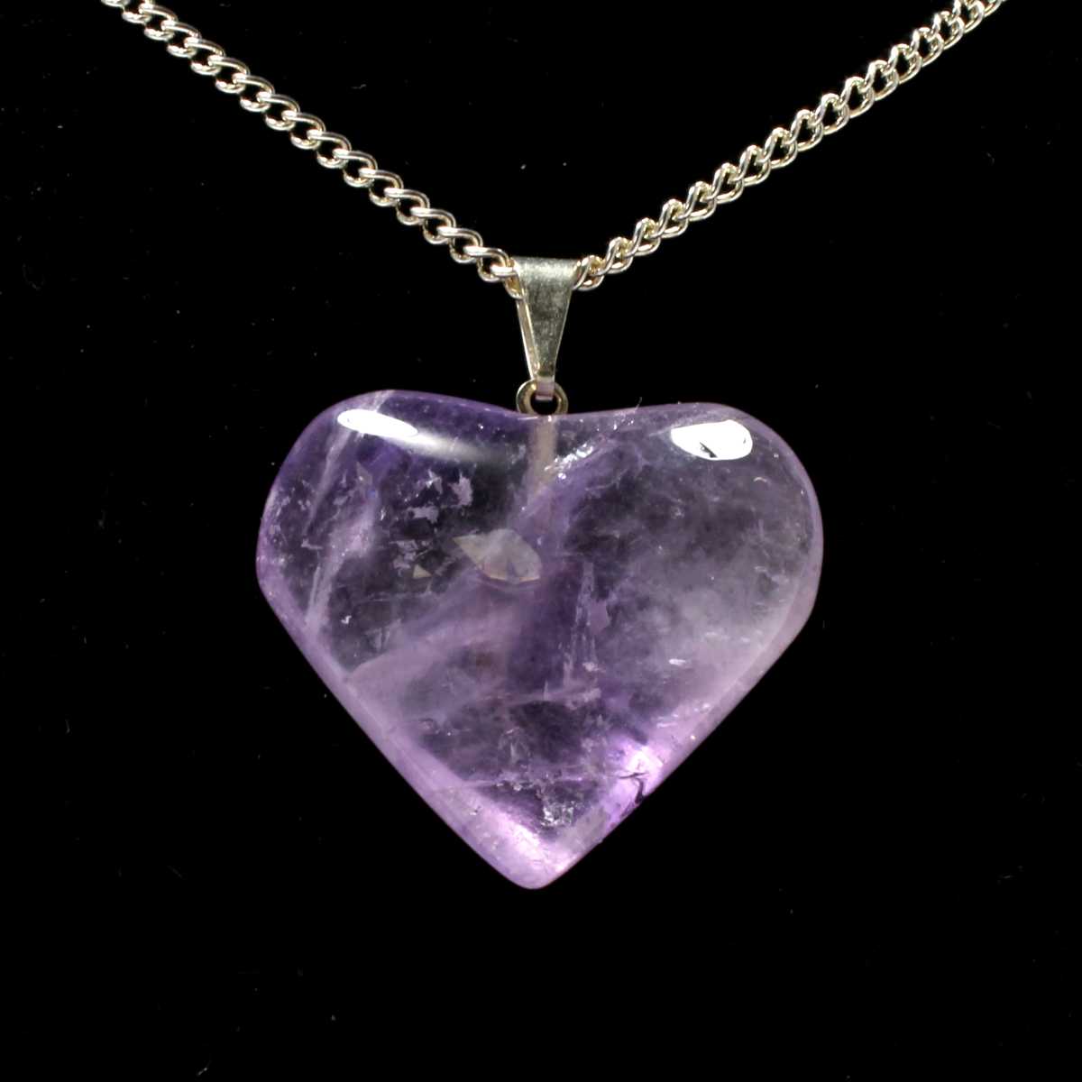 Amethyst Heart Pendant with Chain