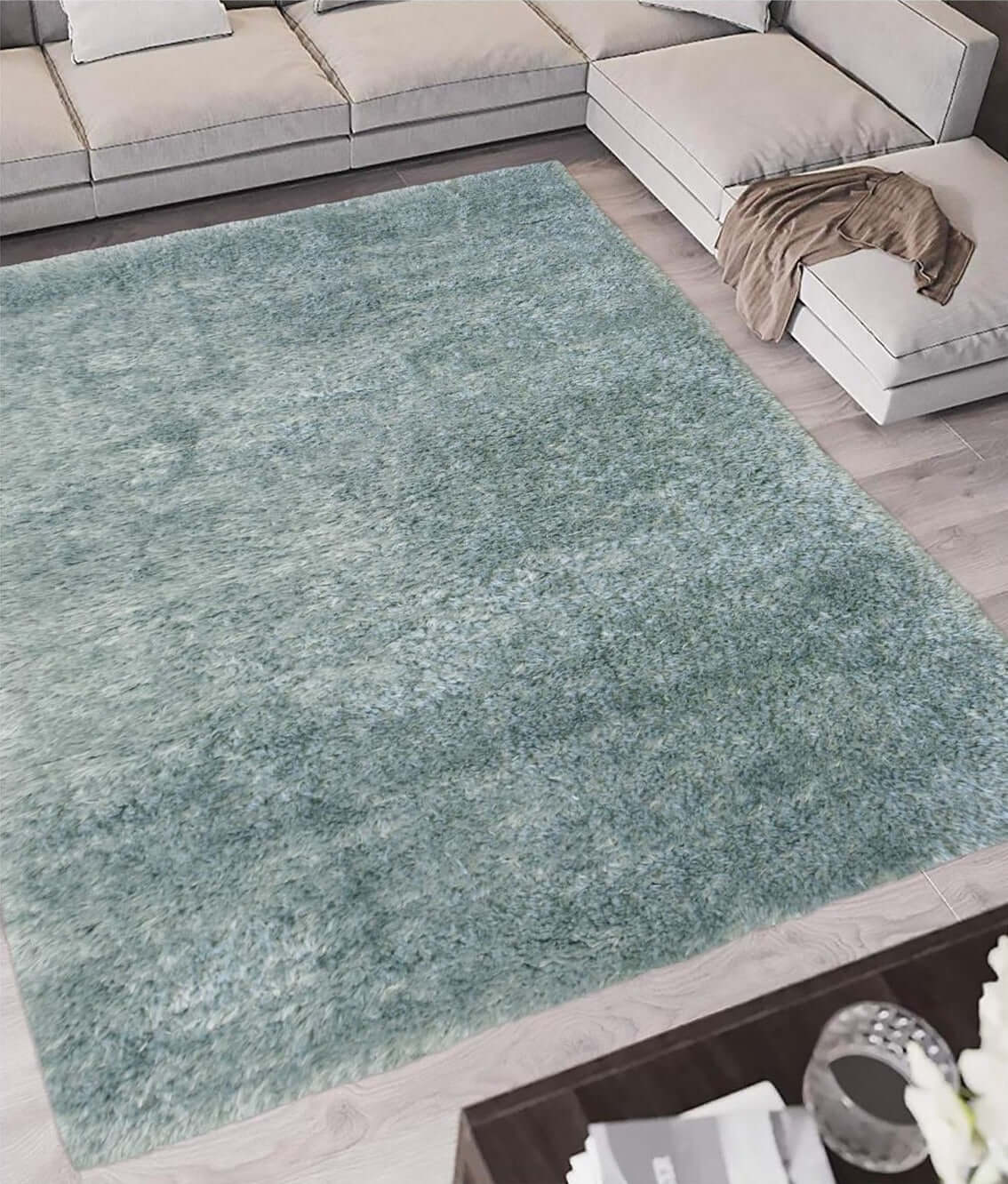 Lagom Duck Egg Blue Shaggy Rug