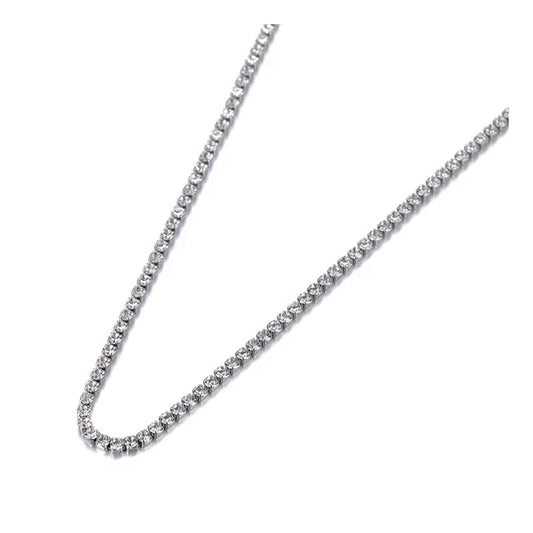 Elisa Silver Toned Jewelled Tennis Necklace
