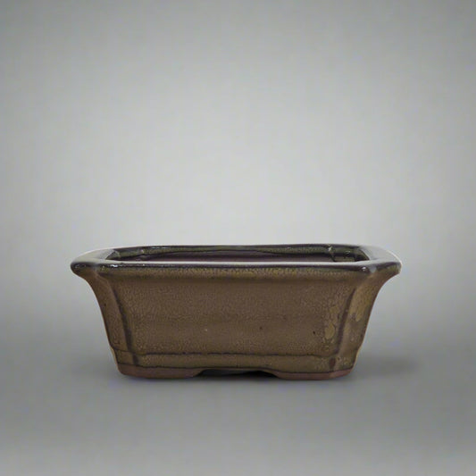 12cm Glazed Bonsai Pot | Rectangle | 12cm x 10cm x 4cm | Green