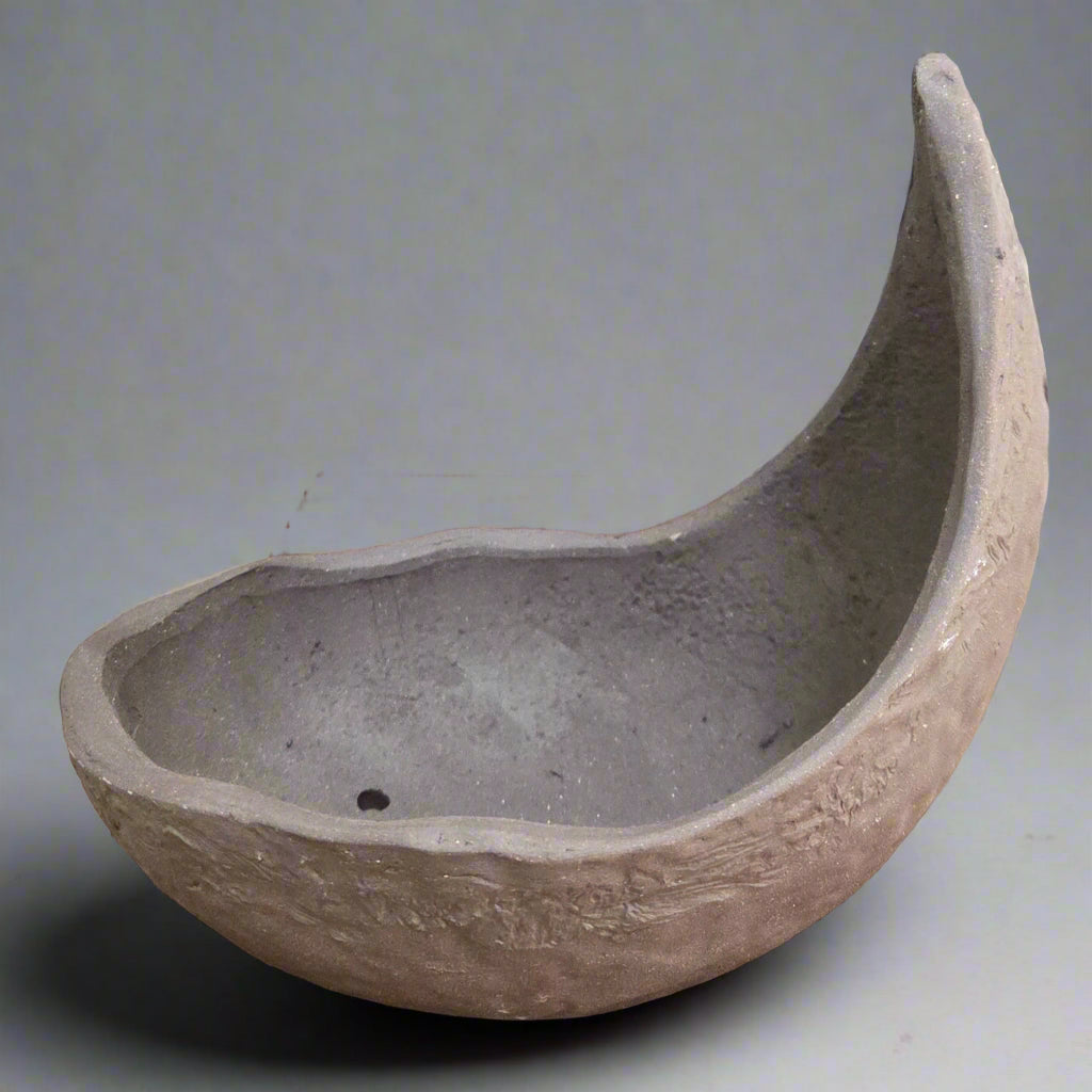17cm Unglazed Bonsai Pot | Half-Moon | 17cm x 14cm x 15cm | Brown