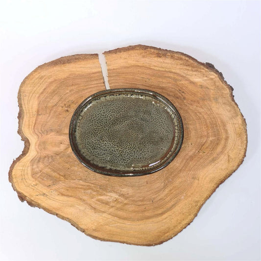 20cm Glazed Drip Tray | Oval | Green