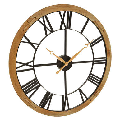 Vitus Black Metal Wall Clock with Gold F