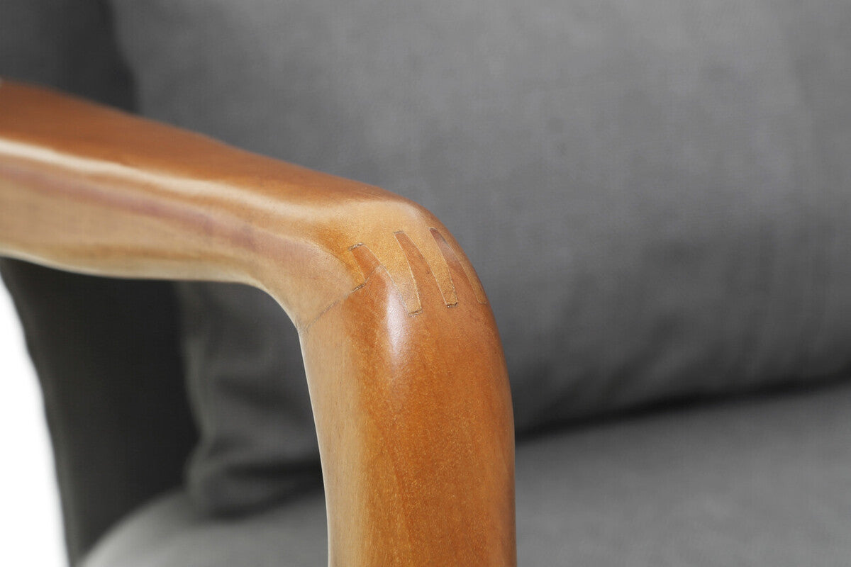 Stockholm 2 Seat Grey Sofa With Birchwood Frame