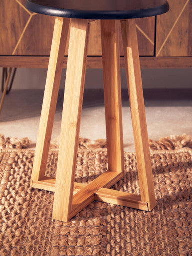 Viborg Black Bamboo Round Stool