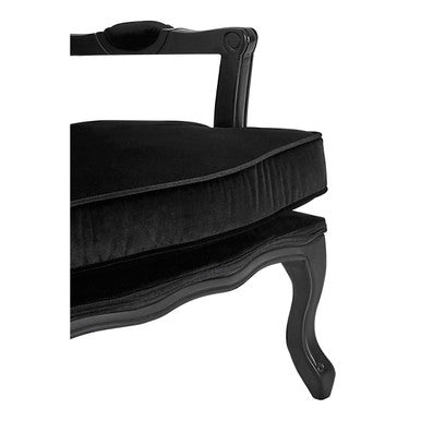 Rococo Black Shiny Velvet Chair And Footstool