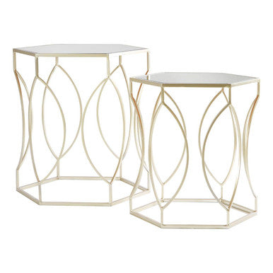 Avantis Set Of 2 Hexagon Champagne Finish Tables