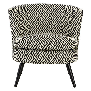 Regent Park Black And Beige Greek Key Round Armchair