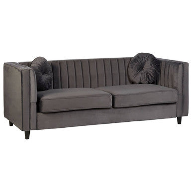 Farah Three Seat Grey Velvet Sofa