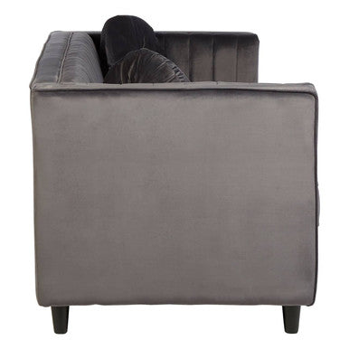 Farah Three Seat Grey Velvet Sofa