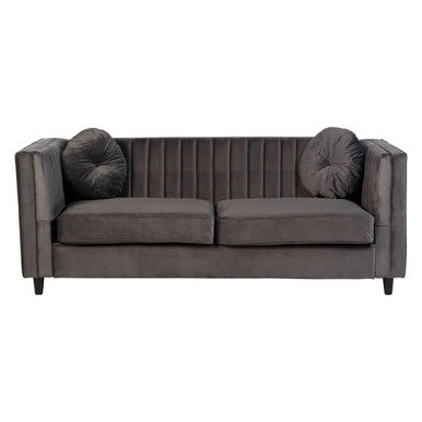 Farah Three Seat Grey Velvet Sofa