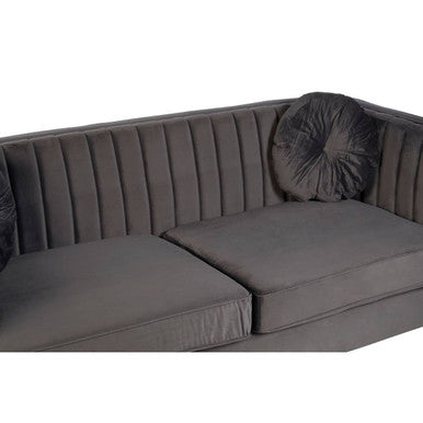 Farah Three Seat Grey Velvet Sofa
