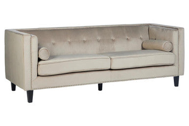 Felisa 3 Seat Mink Velvet Sofa.