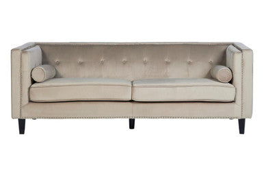 Felisa 3 Seat Mink Velvet Sofa.