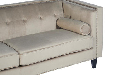 Felisa 3 Seat Mink Velvet Sofa.