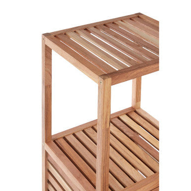 ARLA Two Tier Walnut Wood Bathroom Shelf Unit
