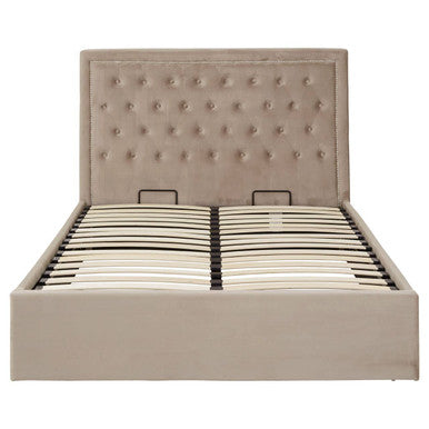 Hannah Mink Velvet Ottoman Double Bed