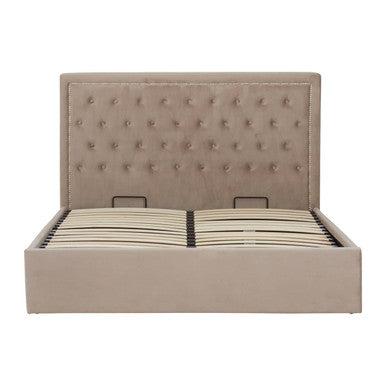 Hannah Mink Velvet Ottoman King Bed