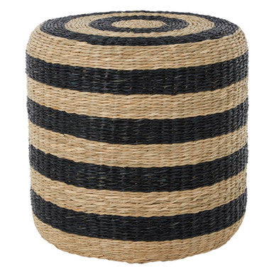 Ashby Seagrass Pouffe with Black Stripes.