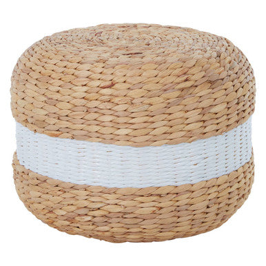 Ashby  Seagrass Pouffe with White Stripe.