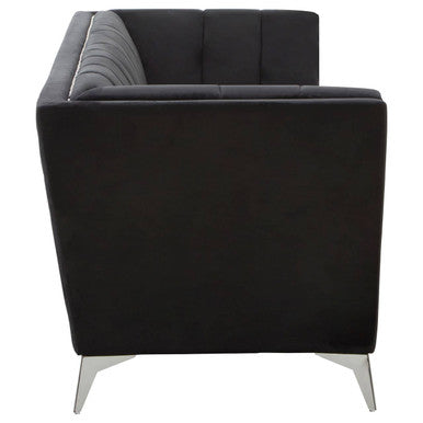 Hansa Three Seat Black Velvet Sofa