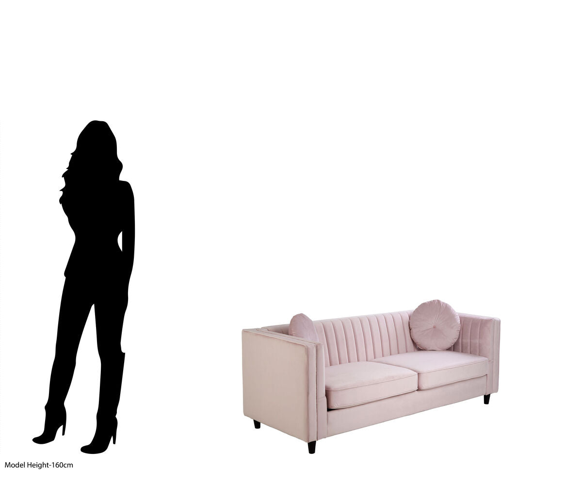 Farah 3 Seat Pink Velvet Sofa