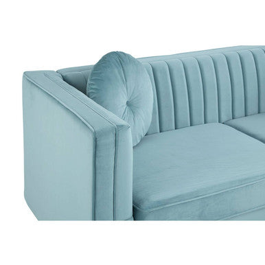 Farah Three Seater Pastel Green Velvet Sofa