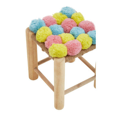 West Village Pink Blue And Yellow Pom Pom Stool