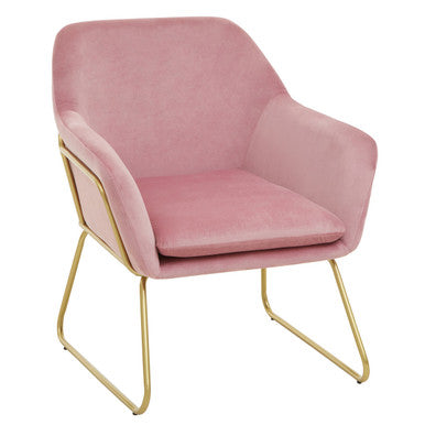 Xander Pink Velvet Bushed Gold Armchair