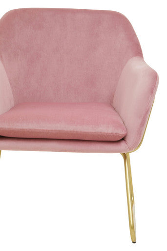 Xander Pink Velvet Bushed Gold Armchair