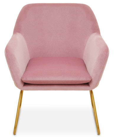 Xander Pink Velvet And Powder Gold Frame Armchair